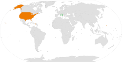 Map indicating locations of Holy See and United States