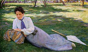 A woman, reading in the garden (1903)