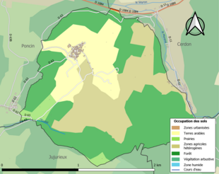 Carte en couleurs présentant l'occupation des sols.