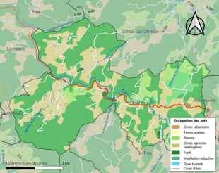 Carte en couleurs présentant l'occupation des sols.