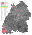 1992 Baden-Württemberg state election, Black is CDU, Red is SPD