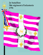 Drapeau du 2e bataillon du 34e régiment d'infanterie de ligne de 1791 à 1793