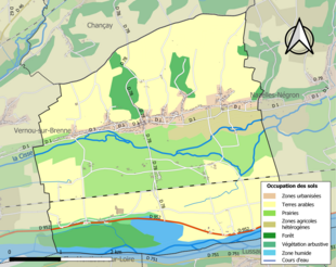 Carte en couleurs présentant l'occupation des sols.