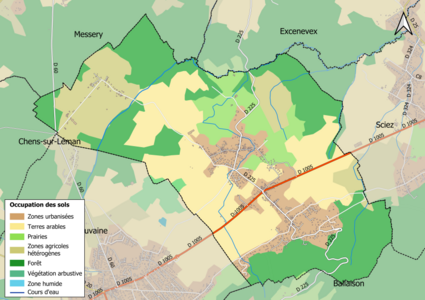 Carte en couleurs présentant l'occupation des sols.