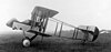 Side view of a World War I DH.2 biplane with its engine and propeller mounted pointing backwards