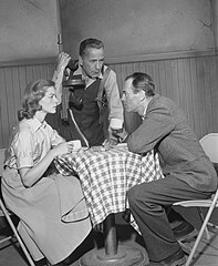 Lauren Bacall, Humphrey Bogart, and Henry Fonda rehearsing The Petrified Forest (1955)