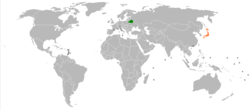 BelarusとJapanの位置を示した地図