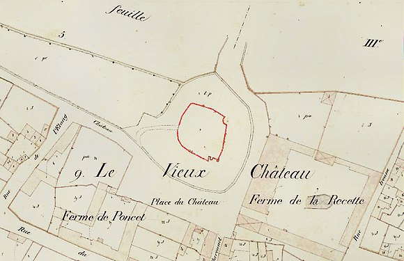 Le château sur le cadastre Napoléon, vers 1820-1830.