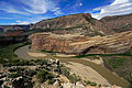 Confluence of the Green and Yampa Rivers below the east wall of Steamboat Rock