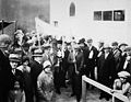 Dedication of the new Synagogue, Kirkland Lake, Ontario. Rabbi Joseph Rabin carrying the Torah, 1929
