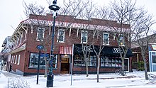 Image of the front of the hotel Nichols in South Haven, Michigan on Christmas Day