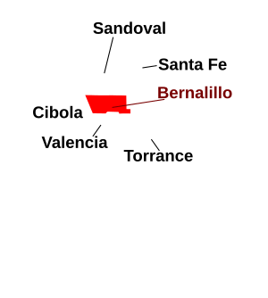 Map of New Mexico highlighting Bernalillo County