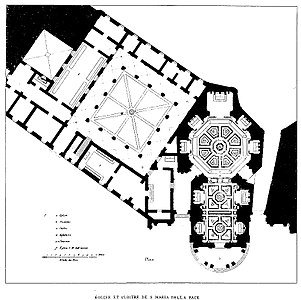 Plan över klostergården och kyrkan.