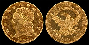 1822 Capped Head Half eagle (large diameter) (1813–29) John Reich Only three 1822 Half eagles are known to exist.