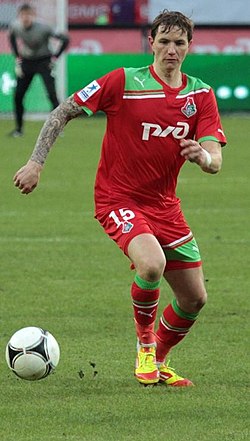 Pavljucsenko 2012-ben, a Lokomotiv Moszkva játékosaként.