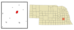 Location of Seward within Seward County and Nebraska