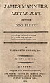 Title page from Elizabeth Somerville's James Manners, little John, and their dog Bluff (London: Darton and Harvey / E. Newbery, 1801)