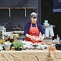 Fresh and gourmet street food is sold along the market