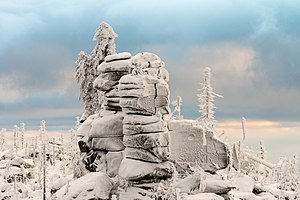 32. Platz: Matthias Scherzer Neu! mit Wollsackverwitterungen zwischen Dreisesselgipfel und Hochstein im Winter, Nationalpark Bayerischer Wald