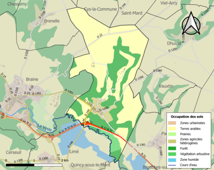 Carte en couleurs présentant l'occupation des sols.