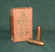 A box of Second World War dated 24 July 1944 in .380 Revolver Mk IIz cartridges