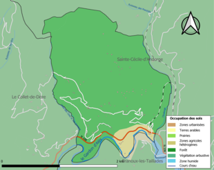 Carte en couleurs présentant l'occupation des sols.