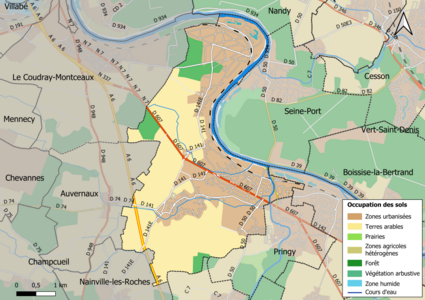 Carte des infrastructures et de l'occupation des sols en 2018 (CLC) de la commune.