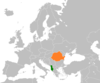 Location map for Albania and Romania.