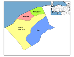 Mapa dos distritos da província de Bartene