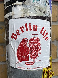 Aufkleber „Berlin life“ mit Sensenmann