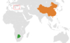 Location map for Botswana and China.