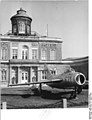 The Marmorpalais in 1964 in use as German Army Museum with a Soviet MiG-17 fighter plane in the courtyard
