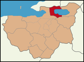 Map showing Orhangazi District in Bursa Province