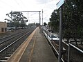 Melbourne bound platform that was located north of the Main Road level crossing, September 2005. It was replaced by a new Platform 1 in January 2002. This platform has since been demolished as part of the grade separation works in 2016.