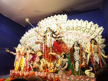 A murti, or representation, of the goddess Durga shown during the Durga Puja festival