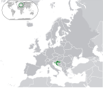 Map showing Croatia in Europe