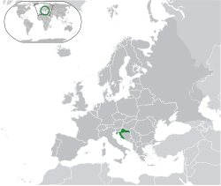 Localização da Croácia no continente europeu.