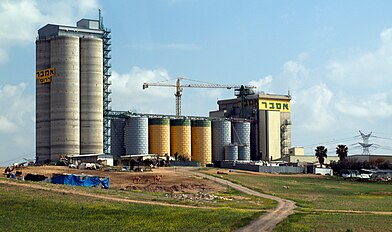 Grain elevators on a farm in Israel