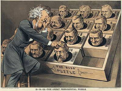 Political illustration of the 1880 Republican National Convention, by James Albert Wales and Mayer, Merkel, & Ottmann (edited by Jujutacular)
