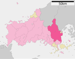 موقعیت Iwakuni در استان یاماگوچی