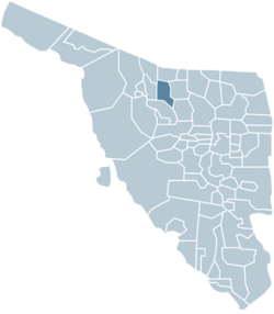 Location of the municipality in Sonora.