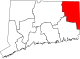 State map highlighting Northeastern Connecticut Planning Region