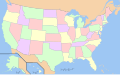 Map of the United States with four colours and no names