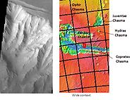 Cliff in Melas Chasma, as seen by THEMIS. Click on image to see relationship of Melas to other features.