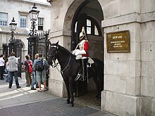 A mounted trooper of the Life Guards on duty at Horse Guards