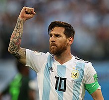 Lionel Messi celebrates after scoring a hat-trick against Ecuador, 10 October 2017