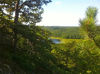 Narragansett Trail's Lantern Hill view of Lantern Hill Pond.