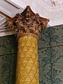Detail of one of the faience clad classical Corinthian columns in the current Smoking Room formerly the Writing Room, National Liberal Club, note the darker colour of the capital almost brown compared with the yellow of the shaft, also visible is the plasterwork cornice