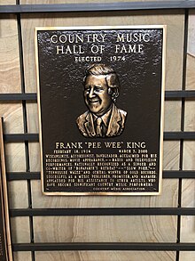 Pee Wee King's Country Music Hall of Fame Plaque located in the Hall of Fame Rotunda in Nashville, Tennessee
