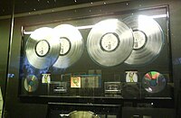Multiple platinum award for their 1994 album Voodoo Lounge, on display at the Museo del Rock in Madrid.